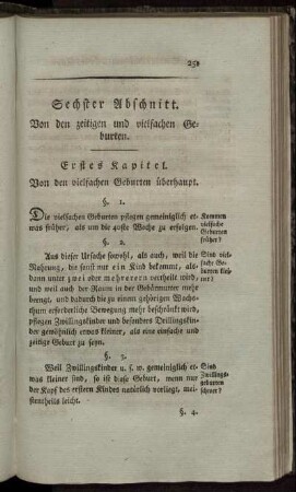 Sechster Abdchnitt. Von den zeitigen und vielfachen Geburten.