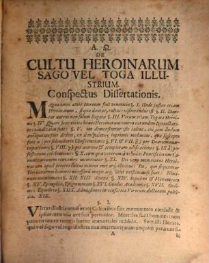 Diss. de cultu heroinarum sago vel toga illustrium