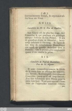 XVIII. Caractére de M. le Duc de Bouillon.