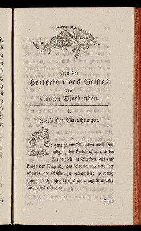 I. Vorläufige Betrachtungen.