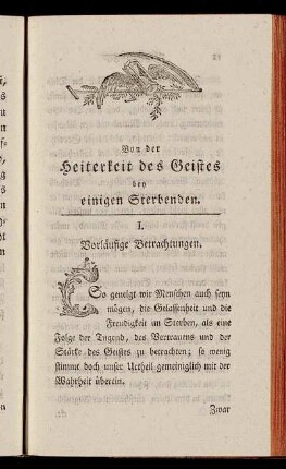 I. Vorläufige Betrachtungen.