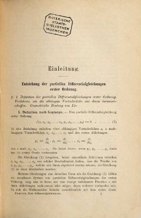 Theorie der partiellen Differentialgleichungen erster Ordnung