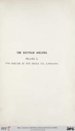 Plate I: The Obelisk in the Piazza del Laterano