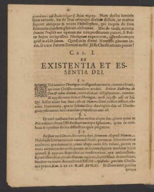 Cap. I. De Existentia Et Essentia Dei.