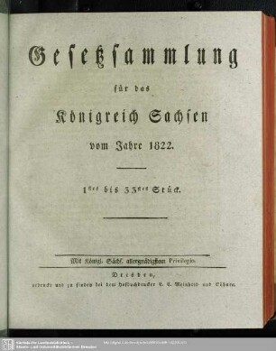 1822: Gesetzsammlung für das Königreich Sachsen