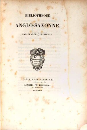 Anglo-Saxonica, 2. Bibliothèque Anglo-Saxonne