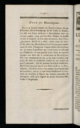 XXIV, Note sur Montesquieu