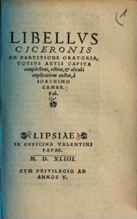 Libellus Ciceronis De partitione oratoria