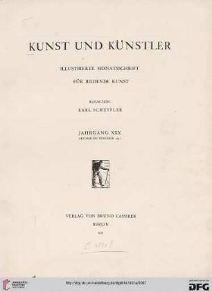 30: Kunst und Künstler: illustrierte Monatsschrift für bildende Kunst und Kunstgewerbe