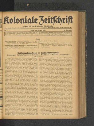 Nr. 7. Berlin, 14. Februar 1913. 14. Jahrgang.