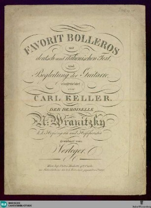 Favorit Bolleros : mit deutsch und italienischem Texte und Begleitung der Guitarre