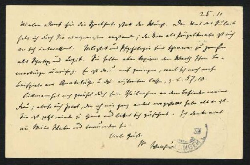 Postkarte vom 25.11.1910