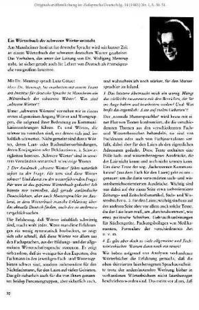 Ein Wörterbuch der schweren Wörter entsteht