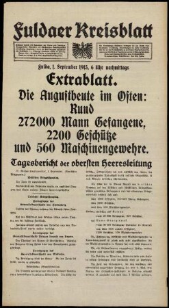 Ausgabe vom Mittwoch, den 01. September 1915.