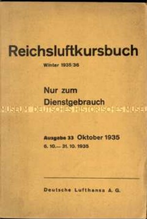 Reichsluftkursbuch. 33. Jahrgang, 1935/36