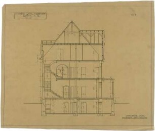 Billing, Hermann; Karlsruhe, Maximilianstr. 10 / Weberstr. 7; Doppelhaus Lang - Stober - Haushälfte Lang (Schnitt)