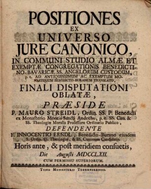 Positiones ex universo iure canonico