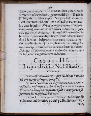 Caput III. In quo divisio Nobilitatis Particularis