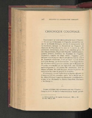 Chronique Coloniale.