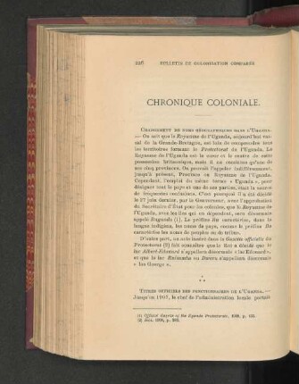 Chronique Coloniale.