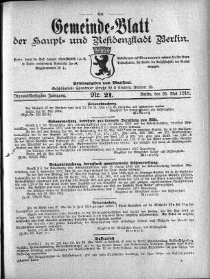1918,21: Nr. 21, 26. Mai 1918