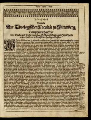 Vorrede Der Theologischen Facultät zu Wittenberg.