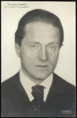 Porträt Friedrich Lindner : Porträt Friedrich Lindner (1875-1955; Schauspieler). Fotografie (Weltpostkarte) von Hugo Erfurth. Dresden, 1916