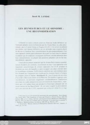 Jacob M. Landau Les Jeuns-Turcs Et Le Sionisme: Une Reconsidération