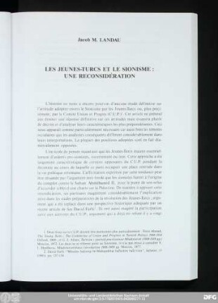 Jacob M. Landau Les Jeuns-Turcs Et Le Sionisme: Une Reconsidération