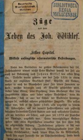 Johann Wiklef und Johann Huhs : Aus: Lebensbilder treuer Glaubenszeugen dargestellt von Fr. Wilh. Bodemann
