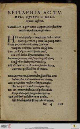 Epitaphia ac tumuli, quibus D. Erasmi mors defletur