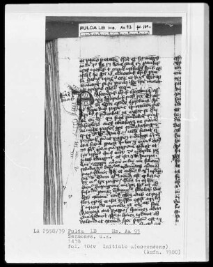 Sermones und anderes — Initiale A (ascendens), Folio 104 verso