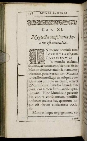 Cap. XI. Neglecta conscientia Inanis est amentia.