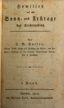 Homilien auf alle Sonn- und Festtage des Kirchenjahres, 1
