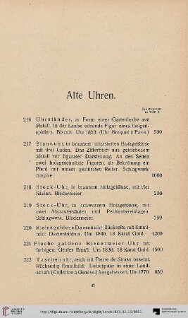 Alte Uhren (Nr. 216-242)