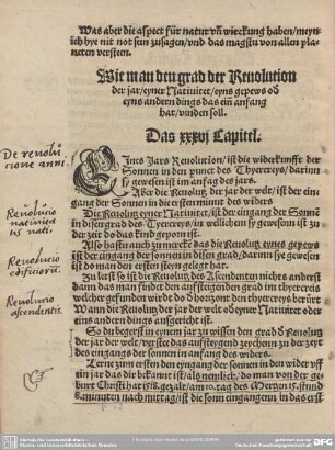 Wie man den grad der Revolution der jar/eyner Nativitet/eyns gepews ob eyns andern dings das ein anfang hat/vinden soll. Das xxxvi. Capitel.
