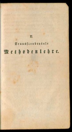 II. Transscendentale Methodenlehre