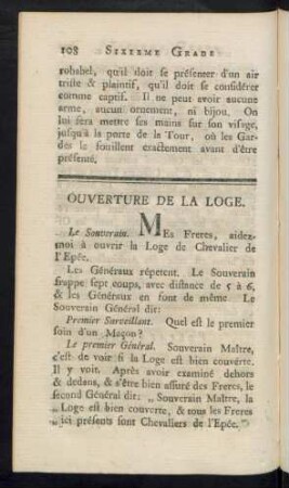Ouverture De La Loge
