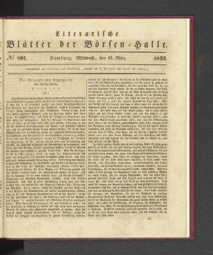 No. 801. Hamburg. Mittwoch, den 27. März. 1833.