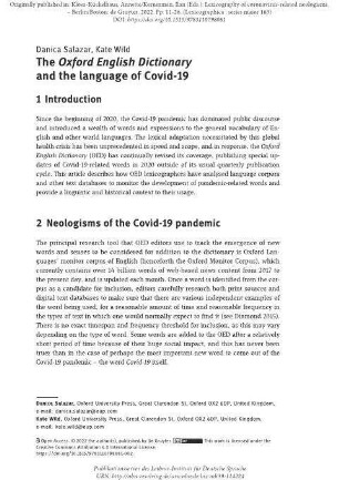 The Oxford English Dictionary and the language of Covid-19