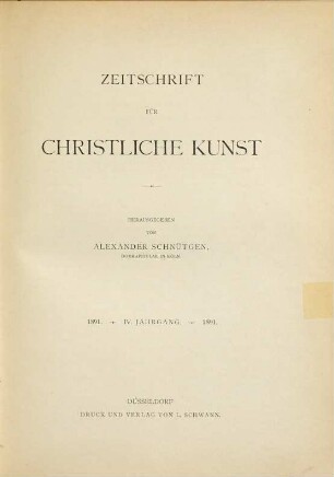 Zeitschrift für christliche Kunst. 4. 1891