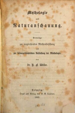 Mythologie und Naturanschauung