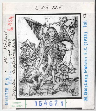 Meister E.S.: Heiliger Michael. Dresden, Kupferstichkabinett