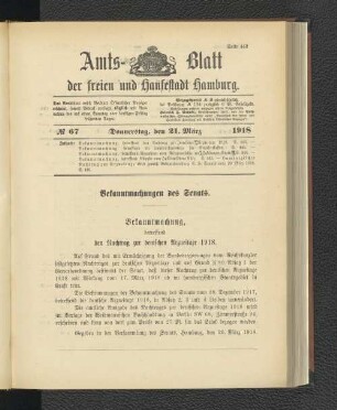 No. 67, 21. März 1918