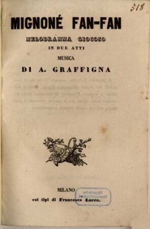 Mignoné Fan-Fan : melodramma giocoso in due atti