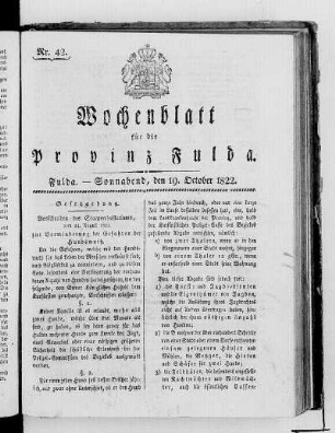 Nr. 42, Ausgabe vom 19. Oktober 1822