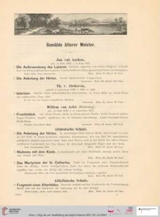 Gemälde älterer Meister (Nr. 1 - 321)