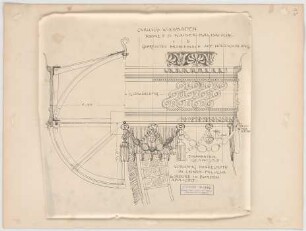 Thiersch, Friedrich von; Wiesbaden; Kurhaus - Kaiserbaldachin - Krone (Details, Schnitt)