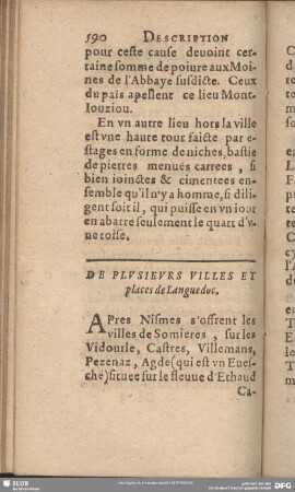 De Plusieurs Villes Et places de Languedoc