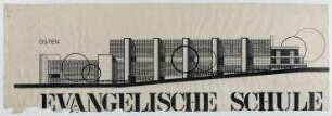 Eingeladener Wettbewerb Schulgebäude Evangelisches Konsistorium Berlin (nicht realisiert) – Ostansicht. Berlin-Steglitz, Beymestraße 6-7